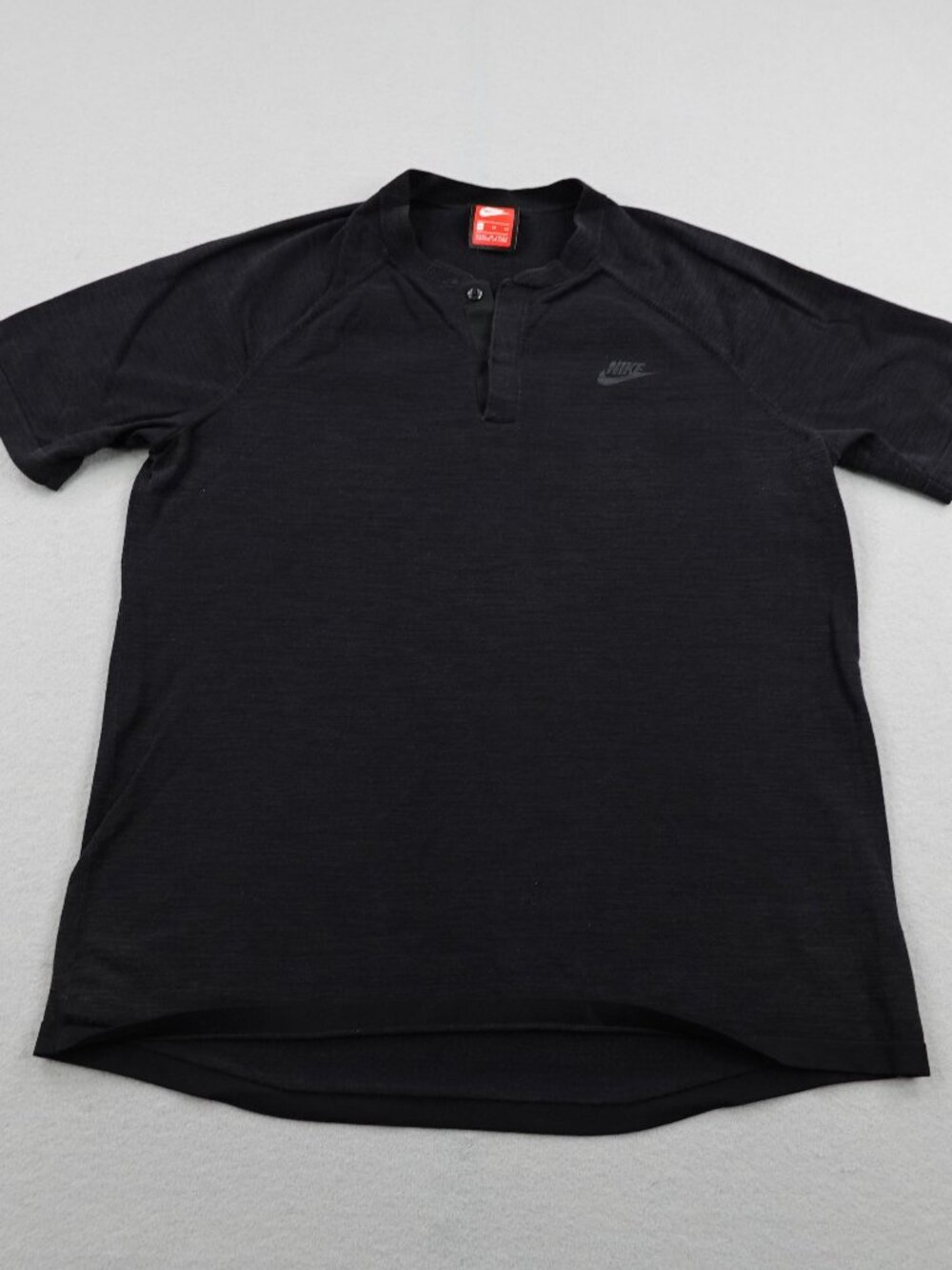 Nike Shirt Mens XL Black Tech Fleece Henley Performance Thermal Short Sleeve